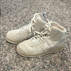 Nike Air Force 1 Cream High-Top Suede Sneakers
